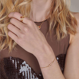 Rachel Jackson London Electric Love Mini Garnet Heart Necklace